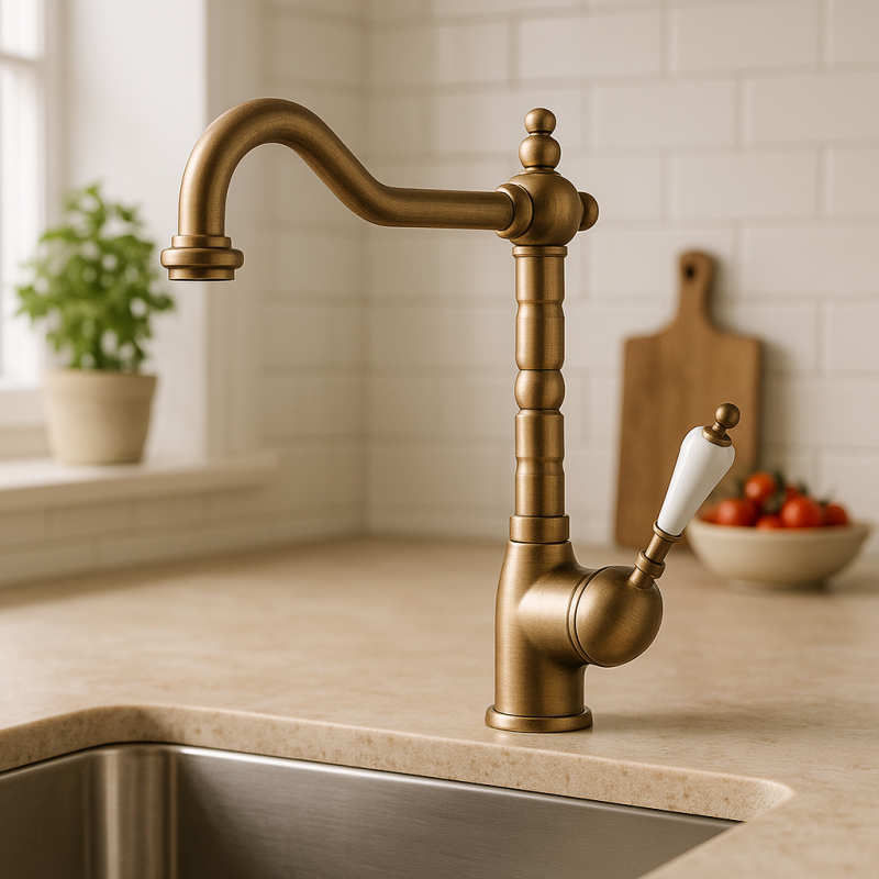 DEMM Nostalgic kitchen tap with swivel spout Bronze classic 1208947363